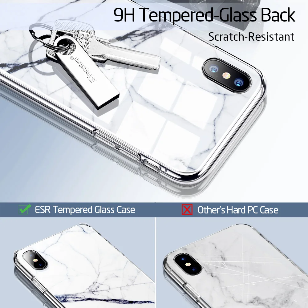 ESR мраморная окрашенная задняя крышка из закаленного стекла для iphone XS XR XS MaxFull covering Ice Crystal, чехлы из закаленного стекла