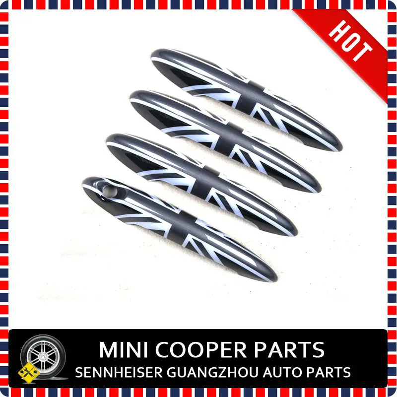 All New UV Protected ABS Material Classic Black Union Jack Style Door Handle Cover For mini cooper CountrymanR60(4 pcs/set)