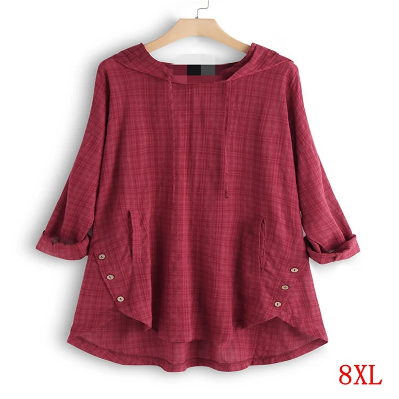 Рубашка женская большого размера 5XL 6XL 7XL 8XL летняя с длинным рукавом свободная