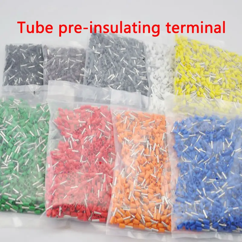 

1000 PCS E2508 Tube pre-insulating terminal insulated cable wire connector crimp terminal (type TG-JT) AWG #14 VE2508