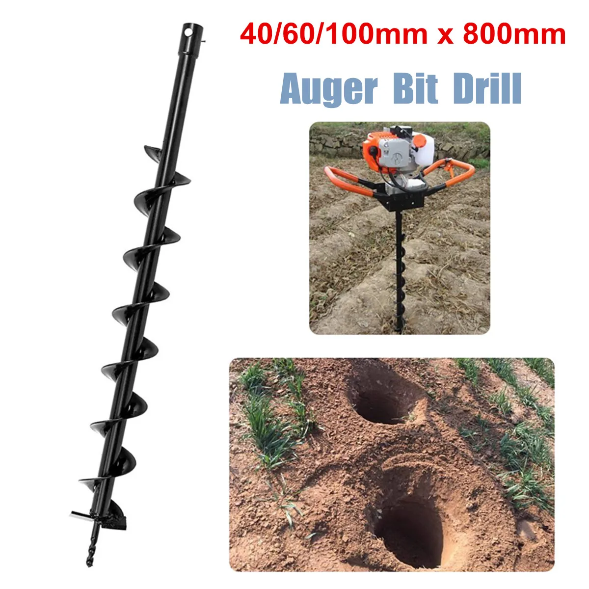 80 см 40/60/100 мм шнеки сверло забор буром земли бензин сообщение отверстия Digger сад Мощность инструменты аксессуары черный одним лезвием