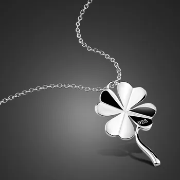 

Fashion lady 925 sterling silver clover pendant necklace.delicate silver necklace charm women Solid silver lucky jewelry gift