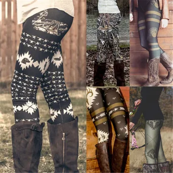 

2019 Nylon Newest Women Skinny Print Leggings Stretchy Sexy Jeggings Stright Pants Fashion Casual Slim Floral Woman Clothing