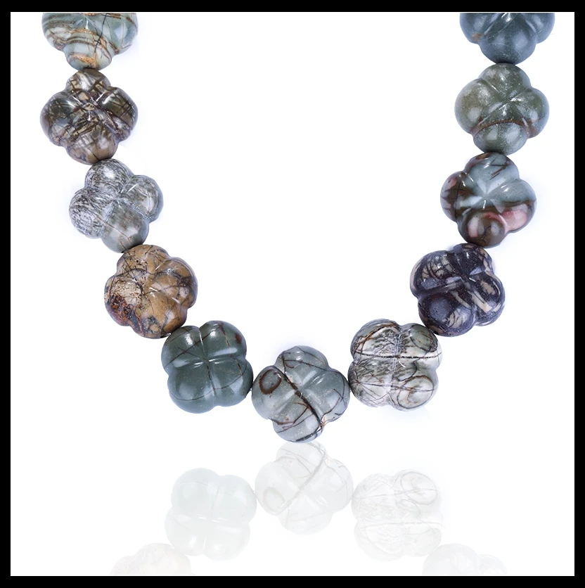 

Discount!!!Natural Carved Multi-Color Picasso Jasper Gemstone Jewelry Loose Beads 21x15mm 194g