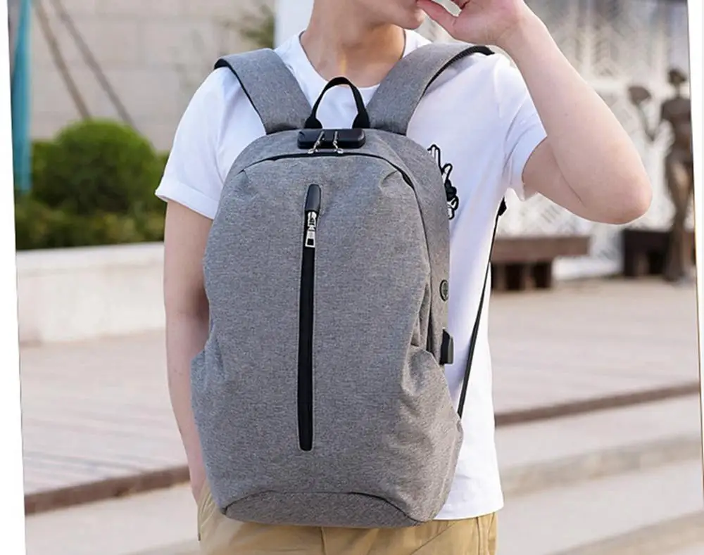 ANOVISHANA мужской рюкзак с зарядкой через usb, рюкзаки для ноутбука унисекс, сумка для мужчин, анти-вор, дорожный рюкзак 060