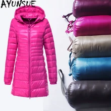 AYUNSUE, зимний, с капюшоном, ультра легкий пуховик, для женщин, плюс размер, 6xl, 7xl, длинное пальто, женские пуховики, пальто, Campera Mujer, KJ451