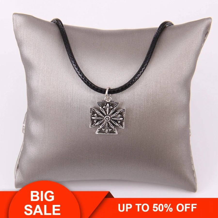 

Thomas 925 Sterling Silver Cross Pendant & Faux Leather Necklace, Rebel Heart Jewelry for Men Women TS-NB131