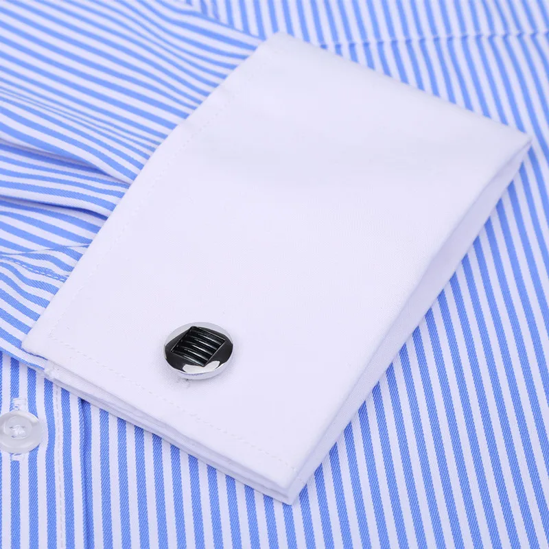 Men's French Cufflinks Striped Formal Shirt-1