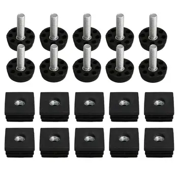 

30mmx30mm M8 Thread Black Plastic Furniture Leg Plug Blanking End Cap Insert Plug for Square Pipe Tube Set of 10
