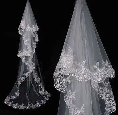 1T white wedding bridal veil Cathedral Embroidery 3 meters without comb | Свадьбы и торжества