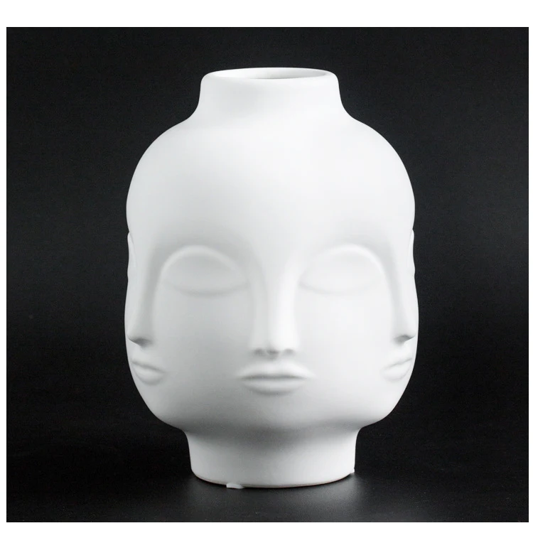 Дамы лицо головы плантатор ваза лицо ваза для цветка человеческое лицо Цветочная ваза горшок для суккулентов украшения для домашнего сада белый керамический ремесло