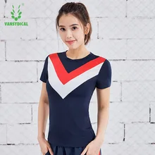 Vansydical женские шорты для занятия йогой бега Топ для тренировок короткий рукав Фитнес Майка, одежда быстросохнущие летние спортивные футболки