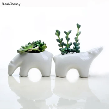 

2019 Ceramic Succulent Flower Pot Creative Polar Bear Couple Green Plant Animal Potted Desktop Office Home Decorion Ornaments