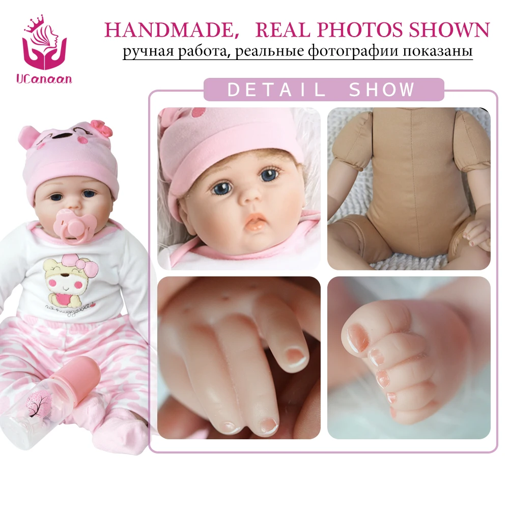 UCanaan/55 см мягкие силиконовые куклы Reborn Baby 22 &quotигрушка для обувь девочек