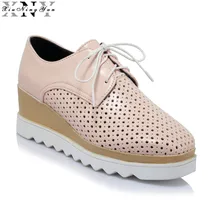 Charol 2017 Zapatos Planos de Las Mujeres Respirables Holgazanes Británicos Cuadrado Blanco Plataforma Zapatos Casuales Zapatos de Mujer Tamaño Grande 2/30