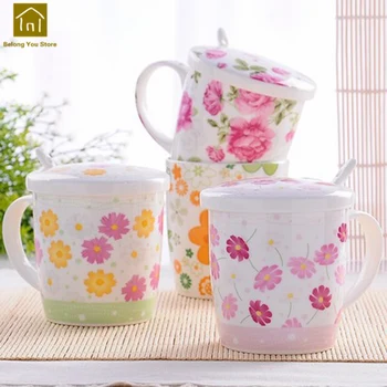 

Ceramic Mug Creative Couple Cups Creative Bone Porcelain Mug With Spoon Copos Cute Tea Cups Presente Criativo Funny Mugs WKD031