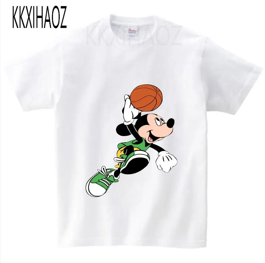 Коллекция года, летняя одежда для маленьких мальчиков футболка с рисунком Микки Мауса Для мальчиков и девочек детская футболка с короткими рукавами детская модная спортивная футболка - Цвет: White childreT-shirt