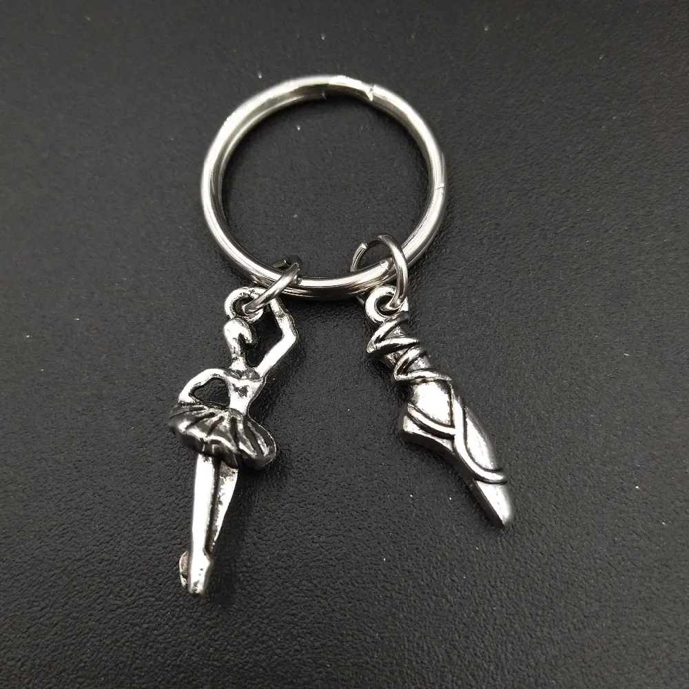 Ballerina Dancing Pendant Keychains 22mm Diameter Stainless Steel Key Ring Fashion Ballet Lover Jewlery for Girls | Украшения и