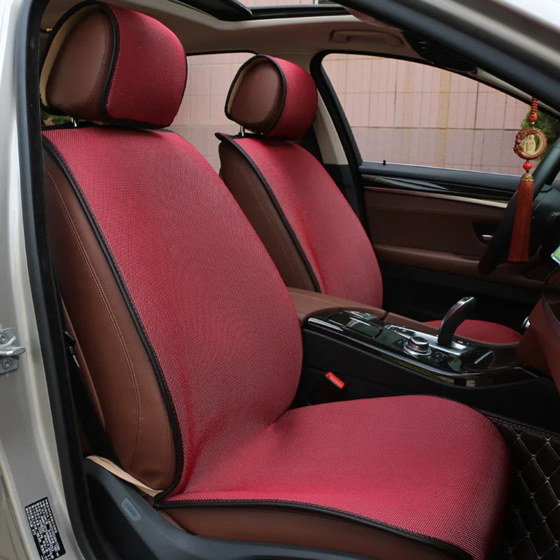 Универсальный чехол на переднее автомобильное сиденье, подушка, сетчатая ткань, дышащий защитный коврик для авто, четыре сезона, универсальный, подходит для большинства - Название цвета: Красный