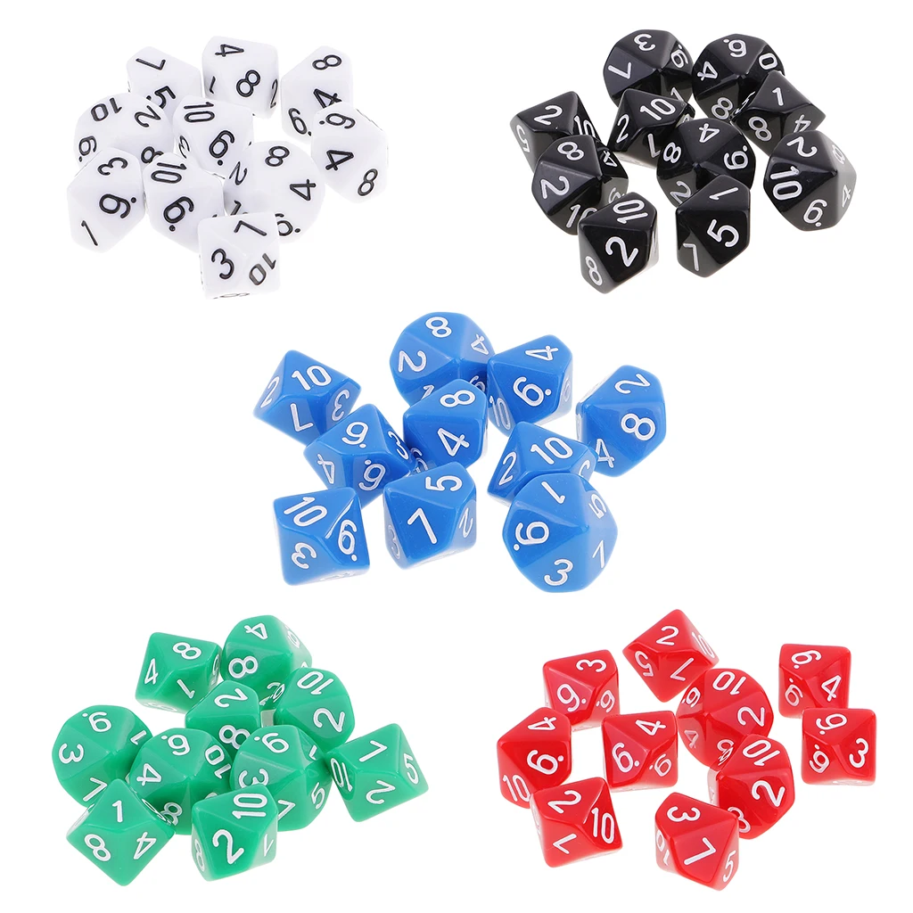 Perfeclan 10pcs 10 Sided Dice D10 Polyhedral Dice for Dungeons and Dragons Games 10 Sided Dice for Entertainment