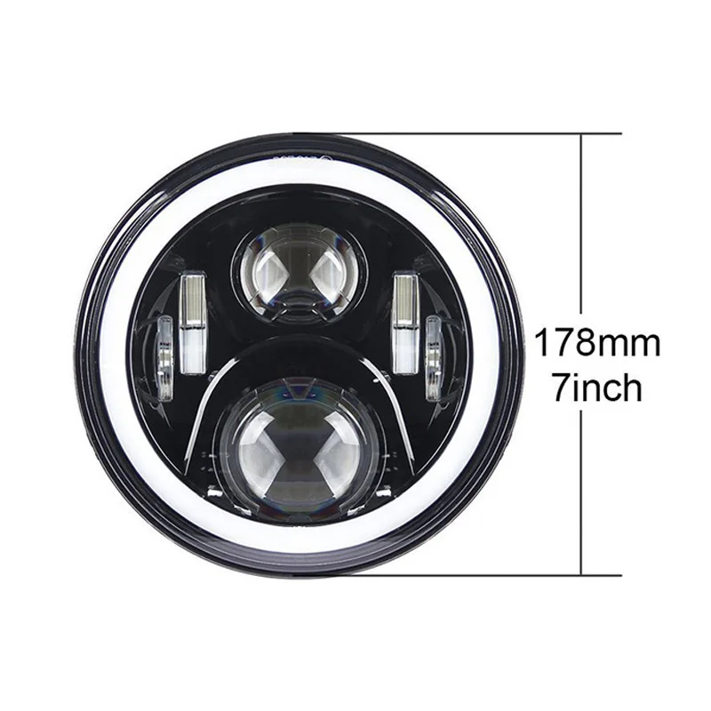1Pair 7Inch LED Headlight White Halo Ring Angel Eyes+Amber Turning Signal Led headlamp For Jeep Wrangler JK TJ CJ 2007-2016 (8) 1