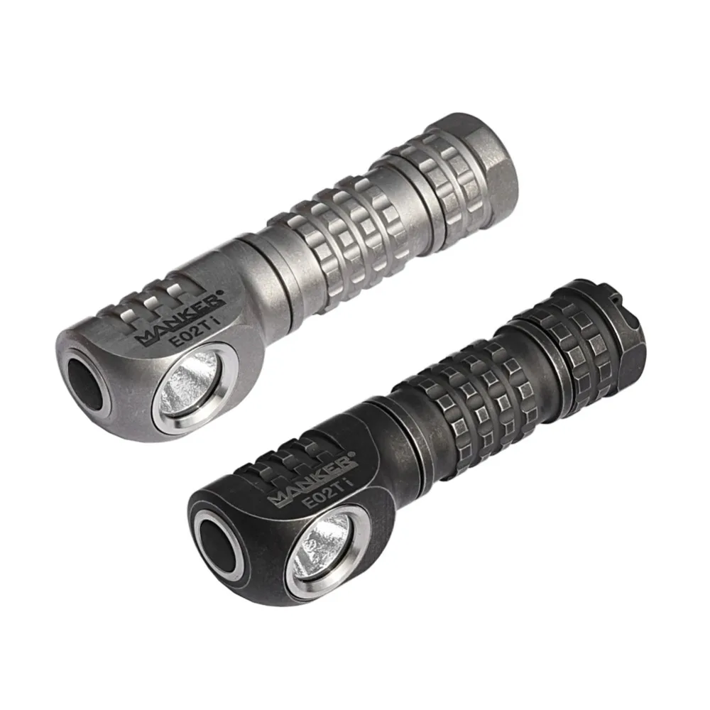  Manker E02 Ti Titanium Flashlight w Magnet Base 220 Lumens CREE XPG3 LED/Nichia 219C LED Angle Outd - 32969178776
