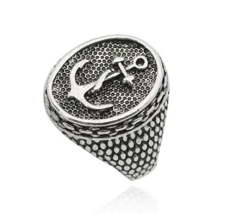 

Fashion Vintage Stainless Steel Jewelry Ring Ferry Captain Anchor Shape Style Heavy Metals Punk Rock Rings For Men Women Gift