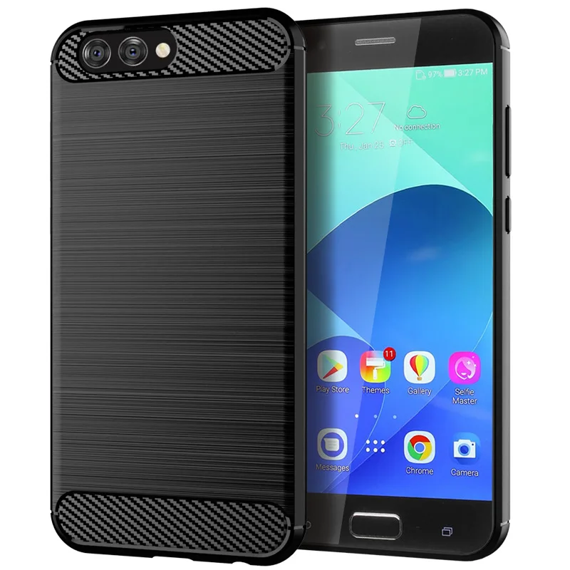 

Silicone Rugged Armor Soft Phone Back Cover Case For Asus Zenfone 4 ZE554KL Brushed Carbon Fiber TPU Phone Fundas Coque Bags