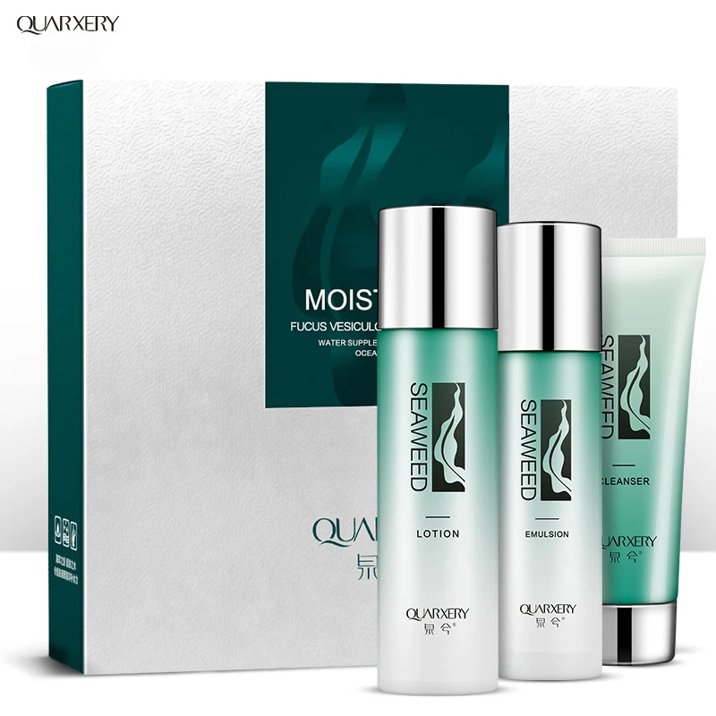 

QUARXERY Face Care Sets Anti Aging Cleanser Toner Emulsion Cream Set Ink Algae Moisturizing Hydrating Skin Care Boutique Brand