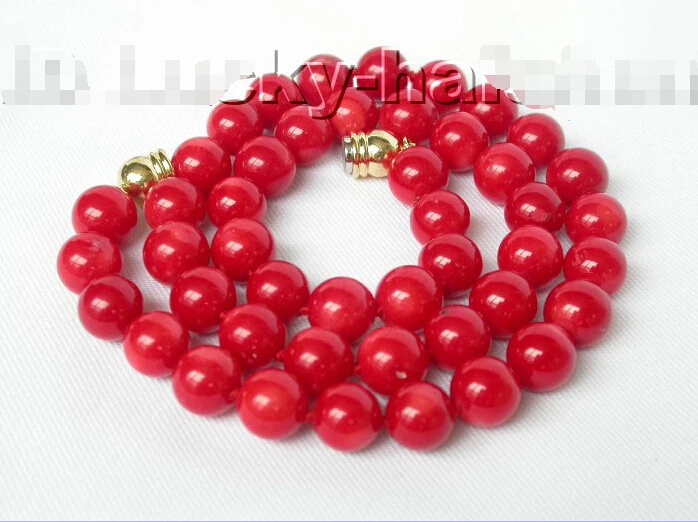 

FREE shipping> >>>100% NATURAL 10MM ROUND RED CORAL NECKLACE 6.07