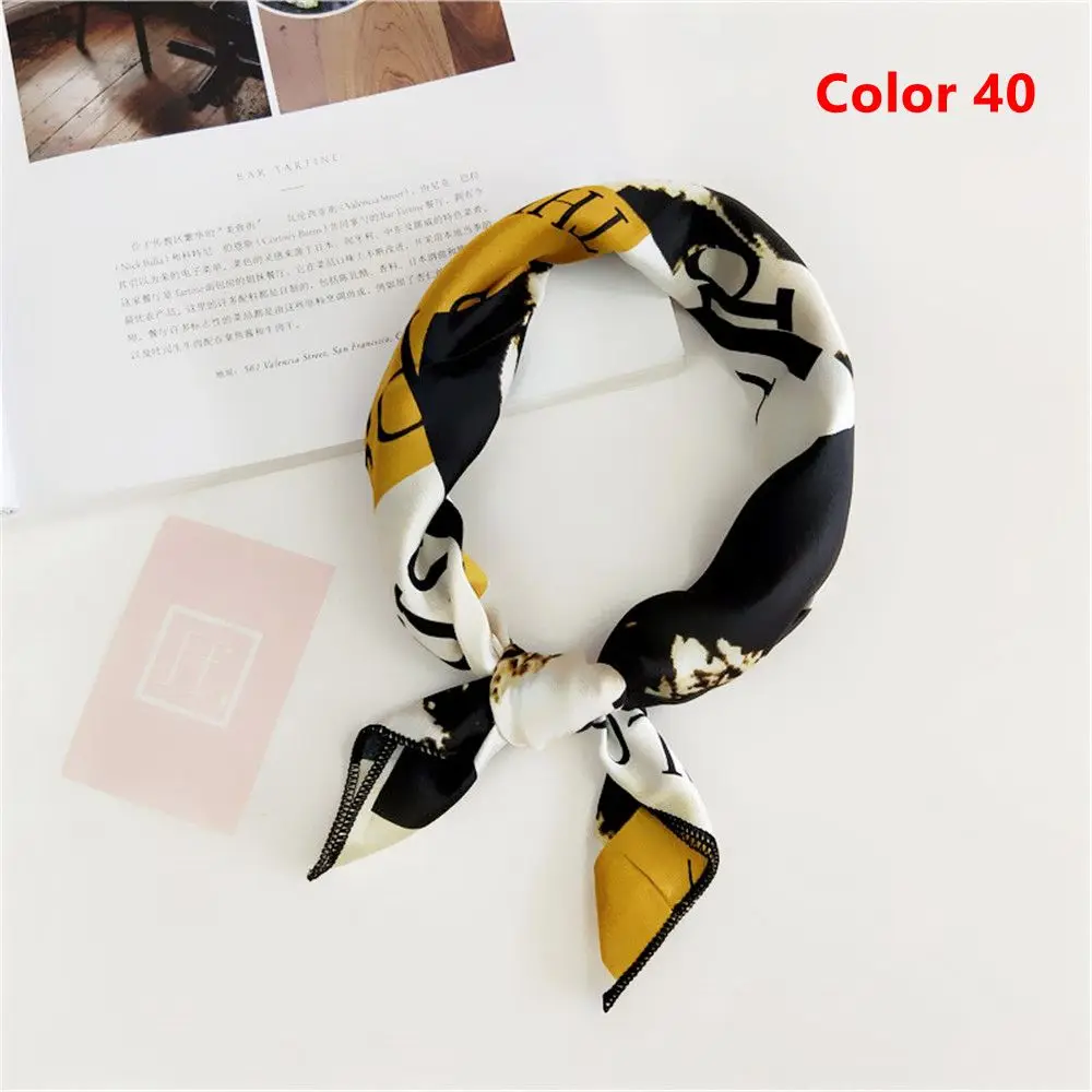 Популярная распродажа! элегантный женский квадратный шелковый платок на шею, атласный шарф, обтягивающий Ретро галстук для волос, небольшой модный квадратный шарф - Цвет: Color 40 Scarf