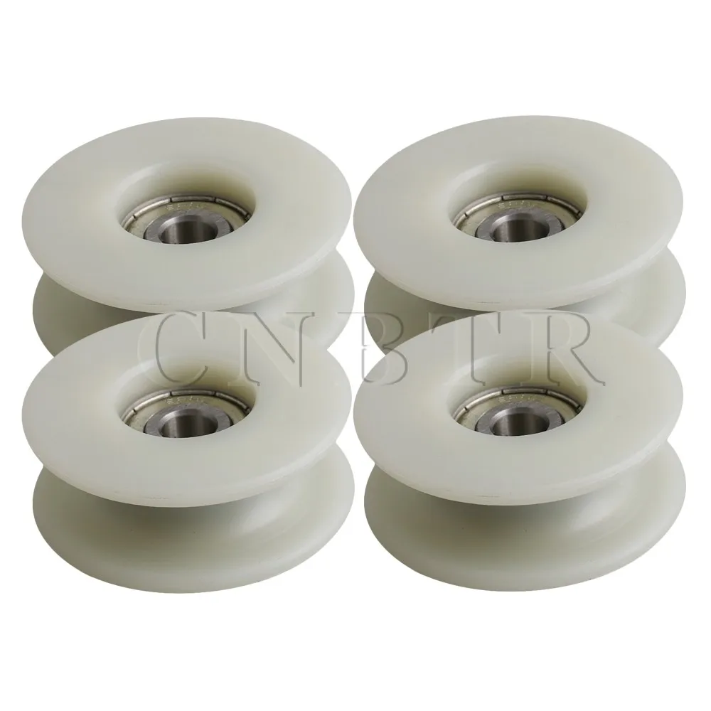 

4x CNBTR 4.8cm Beige Nylon Bearing U-Type Groove 0.9cm Deep Groove Width 12mm Hole Dia 8mm Pulley 628ZZ for Sliding Door