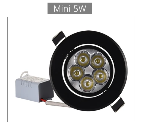 Специальный черный светодиодный светильник с регулируемой яркостью мини 1 Вт 3 Вт 4 Вт 5 Вт 7 Вт теплый натуральный чистый белый Встраиваемый светильник Точечный светильник освещение в помещении - Испускаемый цвет: Mini 5W Dimmable