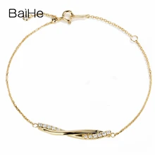 BAIHE Solid 14 K желтое золото 0.29ct Certified H/SI из натуральной бриллиантами свадебные Для женщин модные ювелирные изделия Подарочный браслет