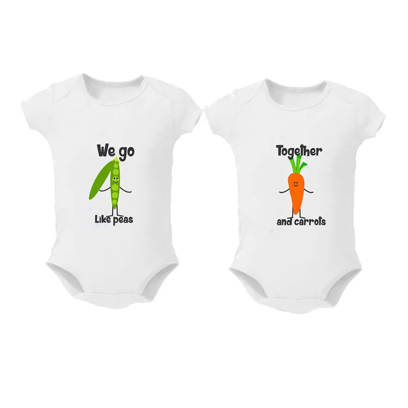 

2Pcs Baby Girls boys Clothing Bodysuit Cotton Summer Short Sleeves Sunsuit Twins Baby clothes Mac and Cheese Peanuts