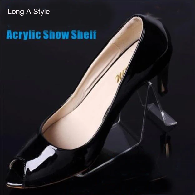 10 штук/Лот) столешница прозрачный акриловый плексиглас обувные дисплеи и стойки(без обуви) SD002 - Цвет: Long A style