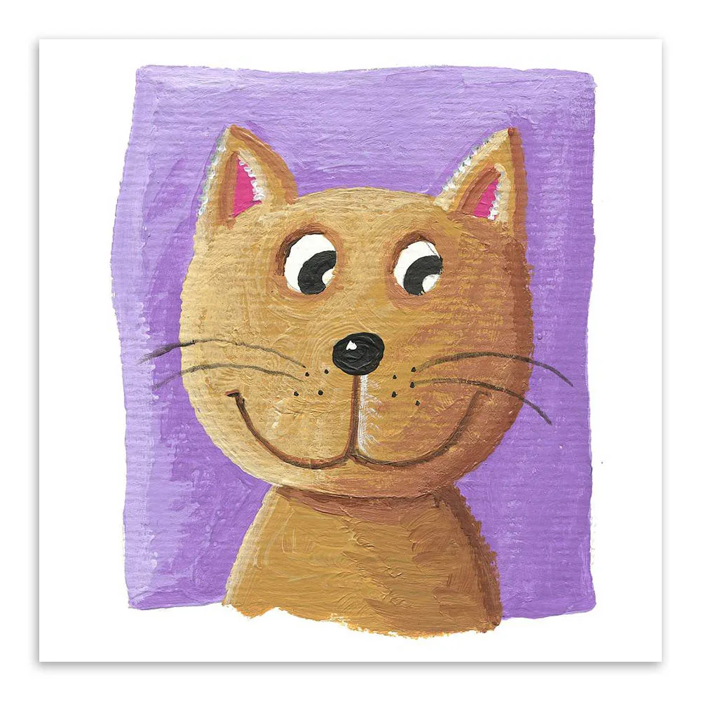 Colorful Kartun Lucu Kucing Hewan Hewan Beruang A4 Besar Art Print