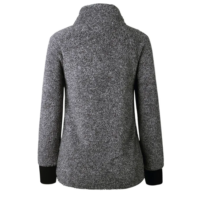 Spring, autumn and winter cotton coat stitching Mao Maorong oblique collar coat jacket sweater (10)
