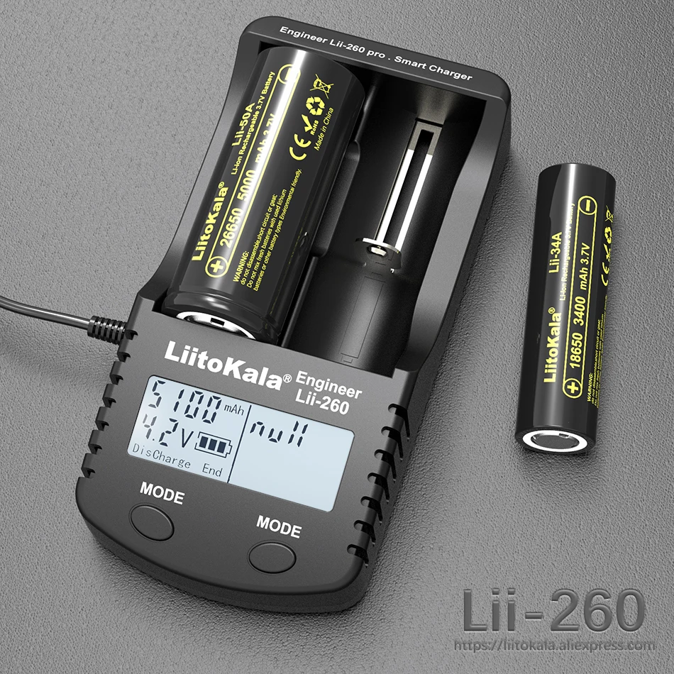 Умное устройство для зарядки никель-металлогидридных аккумуляторов от компании Liitokala Lii-260 ЖК-дисплей 3,7 V 18650/18500/16340/18350/14500/10440/17500 26650 Батарея Зарядное устройство, обнаружение литиевая батарея Зарядное устройство
