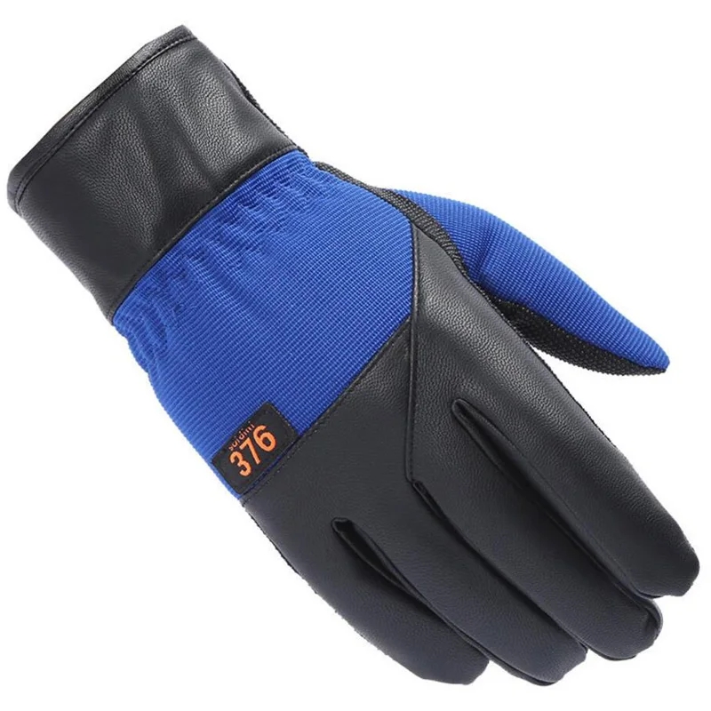CKAHSBI Winter Men Outdoor Sport Skiing Gloves Windproof Leather Warm