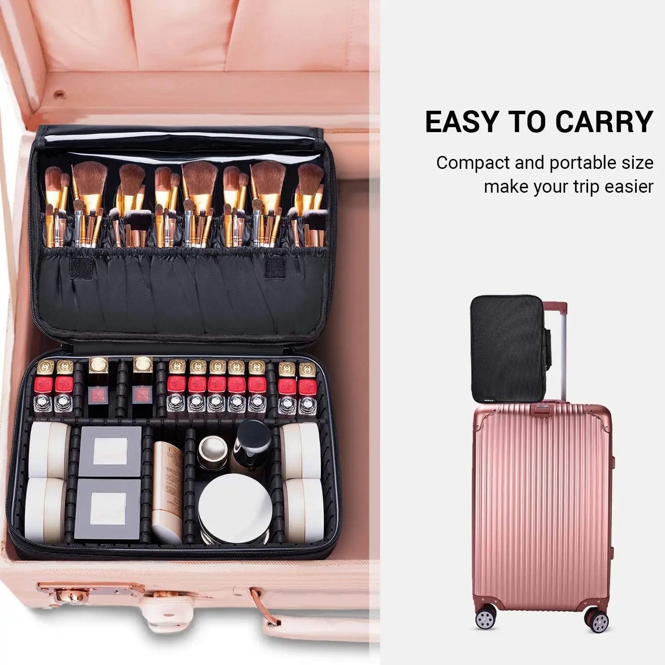 FGGS-Makeup Train Case-3 слоя водостойкая дорожная сумка для макияжа косметический Органайзер комплект для хранения художника чехол для хранения