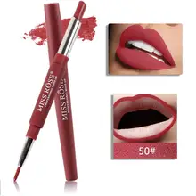 MISS ROSE 20 couleurs 2 en 1 crayon à lèvres imperméable à l'eau coloré soie lisse rouge à lèvres stylo crayon extensible pinceau à lèvres outil lèvre TSLM2