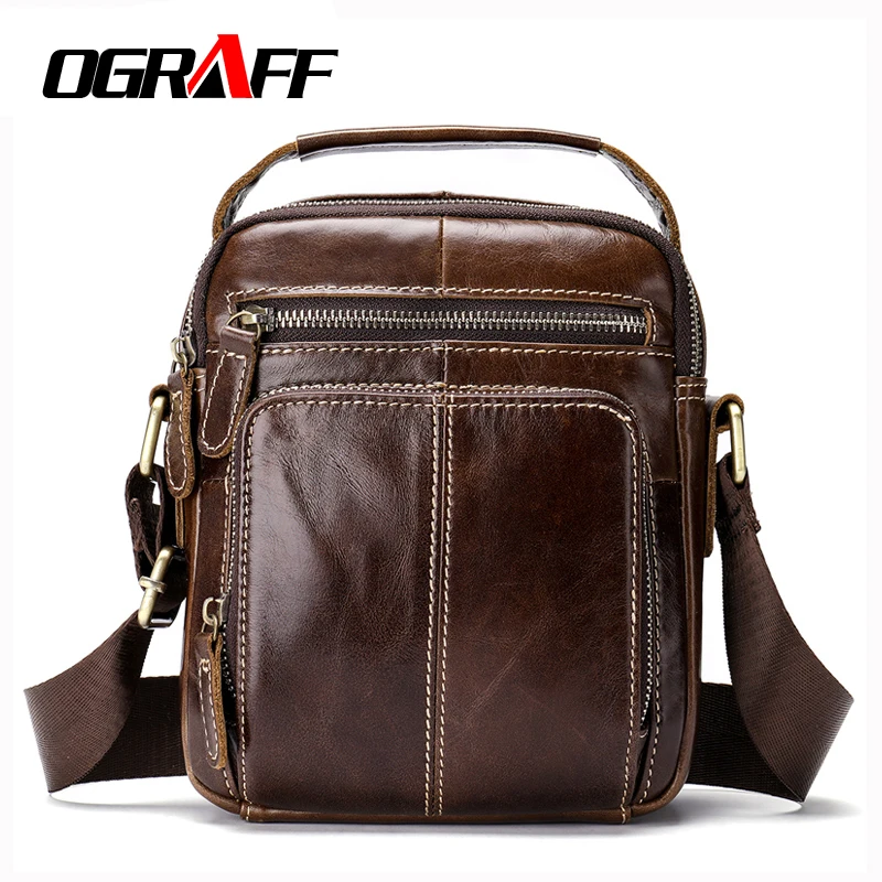 

OGRAFF Small Messenger Bags Men Shoulder Bag Genuine Leather Men Bag Male Crossbody Bags For Men Handbag Flap Vintage Designer