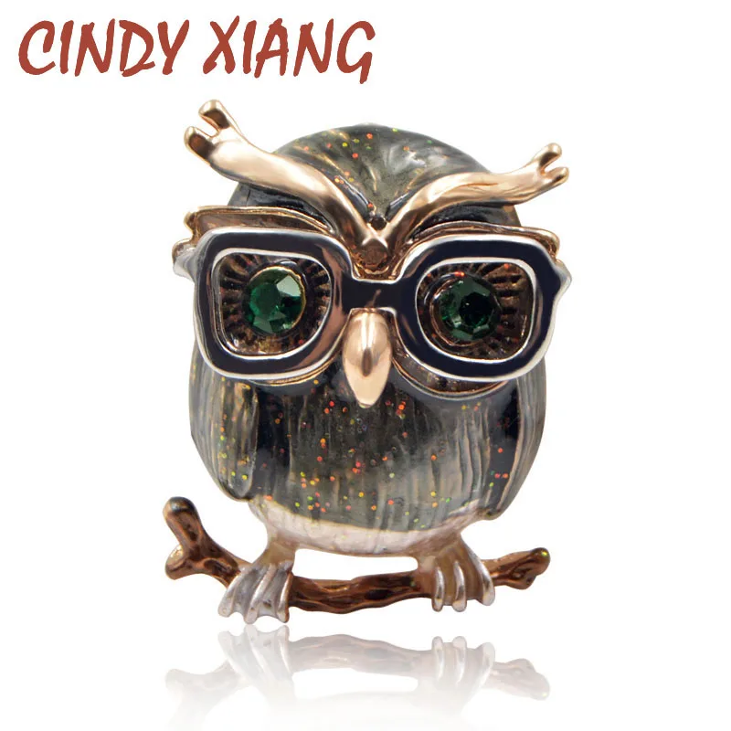 Женская брошь в виде совы очках CINDY XIANG милое украшение с эмалью и стразами модный