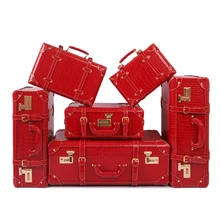 Wholesale Female full red 6pieces married suitcase sets korea fashion 11 14 15 18 22 24inches