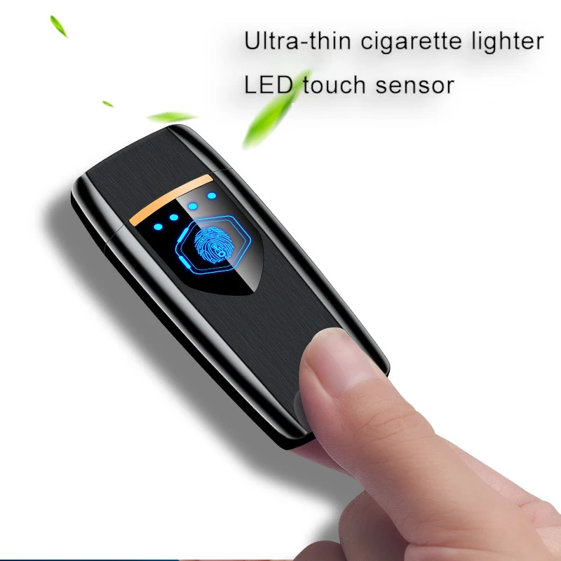 Ультра тонкая перезаряжаемая USB Зажигалка LED сенсорный экран электрическая