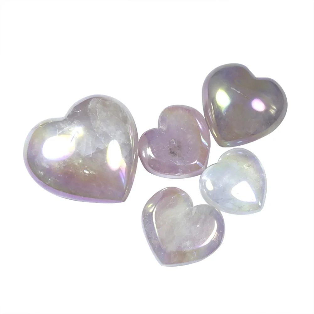 

Hand Carved Amazing Angel Aura Natural Rose Quartz Crystal Love Heart LXM