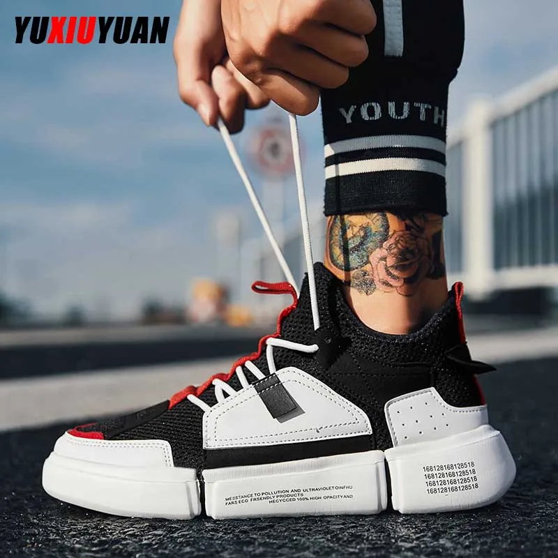 

Fshion Spring Men Flying Line Running Shoes Breathable Comfortable Running Shoes Lightweight Wearable Sports Shoes