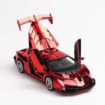 

Electroplating poison 1:32 model simulation Baby toy Alloy Sports Car Sound Light Pull Back Toy Car for super sport car toy gift