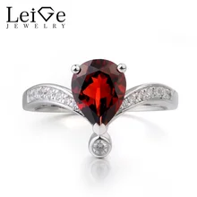 Leige Jewelry Natural Garnet Ring Promise Ring Pear Cut Red Gemstone font b January b font